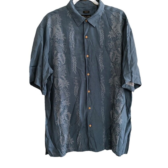 Pronto Uomo Button Up Shirt Mens XL‎ Large Blue Tropical Hawaiian Short Sleeve - Picture 1 of 11